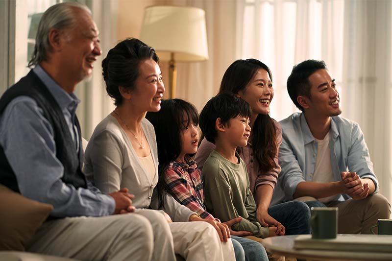 Family generations on couch